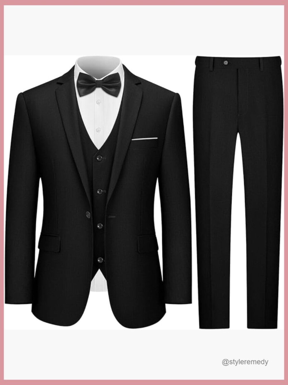 Slim Fit 3-Piece Suit Set, 80% Polyester 20% Viscose, Business Wedding Formal